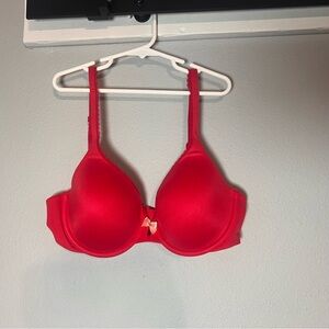 Body By Victoria Lined Perfect Coverage Bra Red Underwire Size 34C